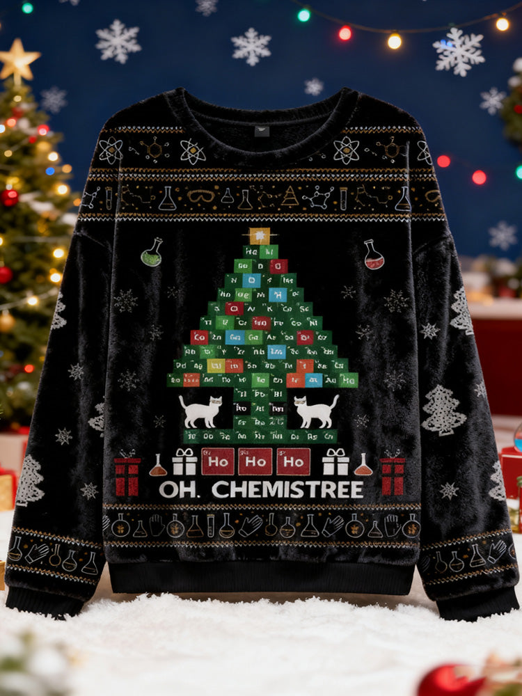 Funny Chemical Element Christmas Tree Christmas Ugly Flannel Sweater elevenforest