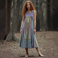 Vintage Tribal Life Of Tree Patchwork Art Linen Tank Dress elevenforest