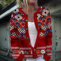 Comstylish Greenland National Costume Inspired Pattern Cozy Knit Cardigan