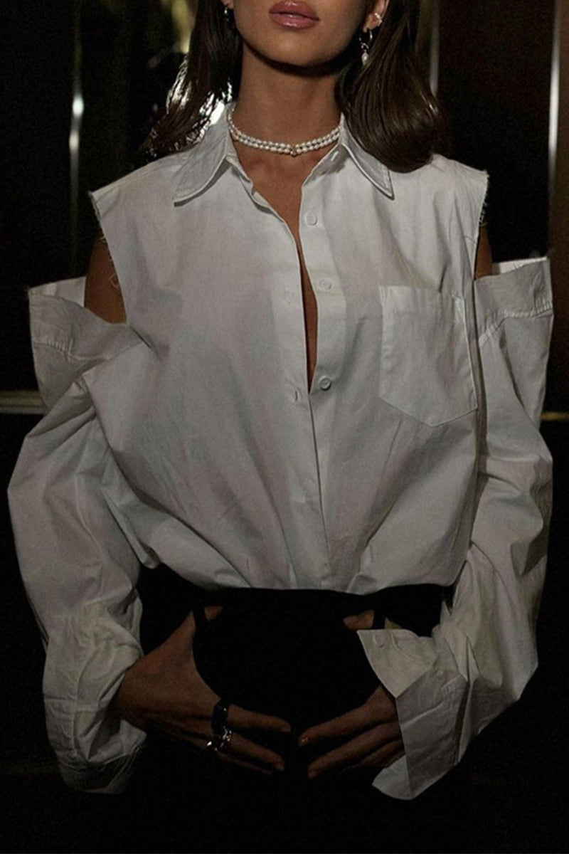 Hollowed Out Buttons Tops