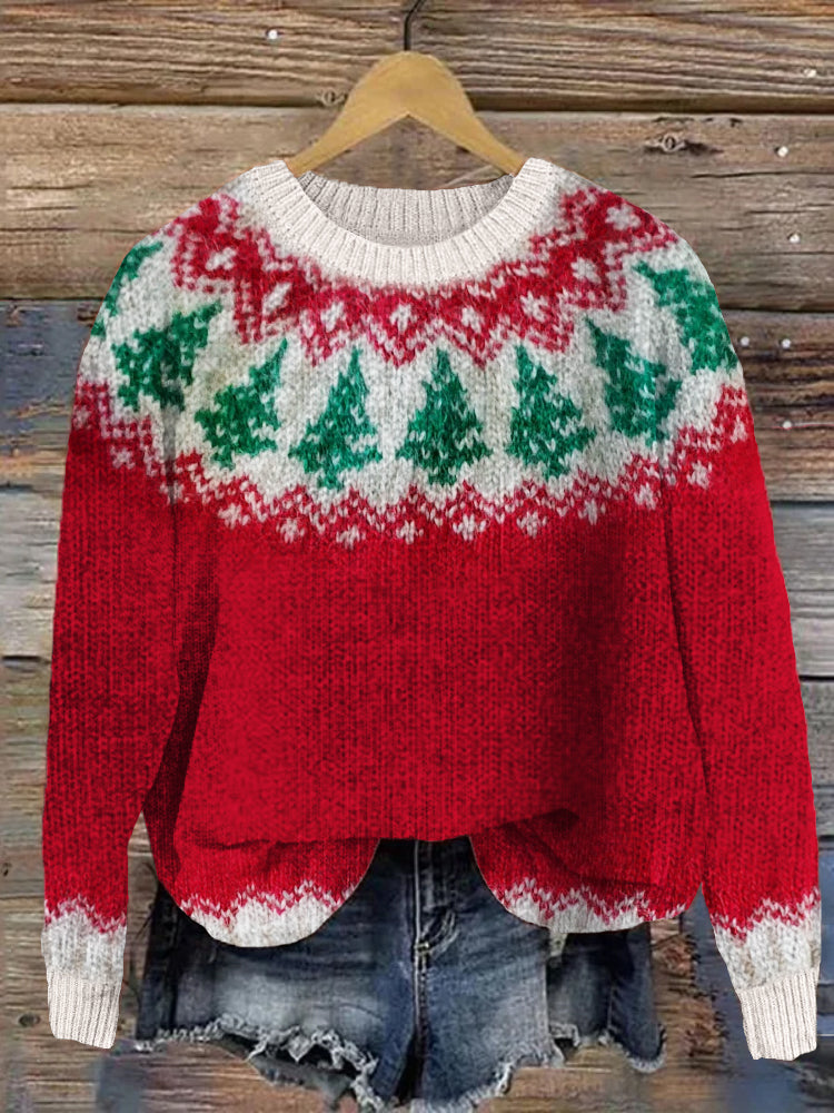 Christmas Inspired Cozy Knit Yoke Sweater elevenforest