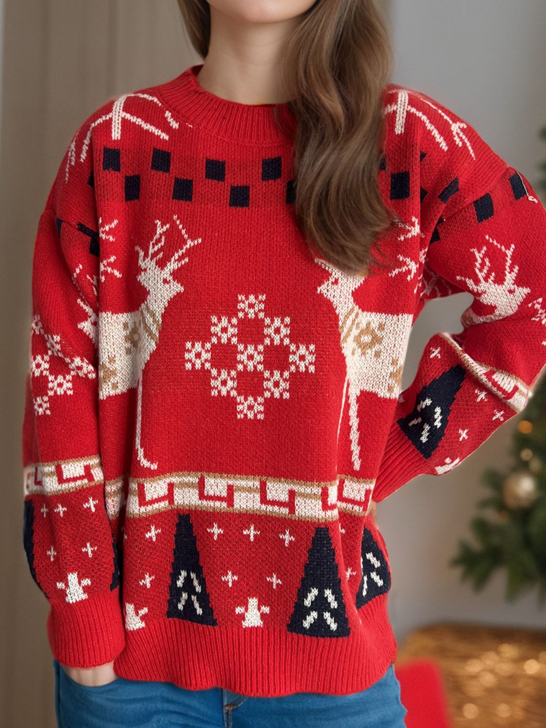 Vittoria® | Christmas Element crew neck long sleeve sweater
