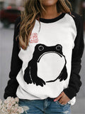 Frog Japanese Art Contrast Color Sweatshirt elevenforest