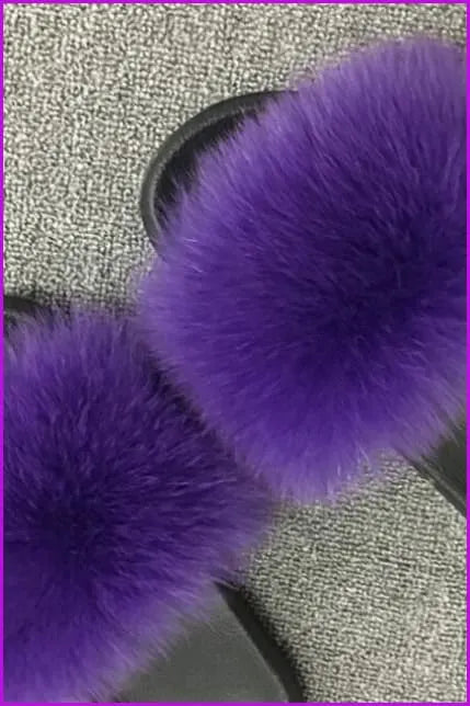 Purple Fox Full-pelt Fur Sliders Df003