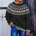 Men's Retro Jacquard Iceland Line Type Crew Neck Sweater elevenforest