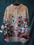 Colorful Leaf Print Casual Cotton And Linen Shirt
