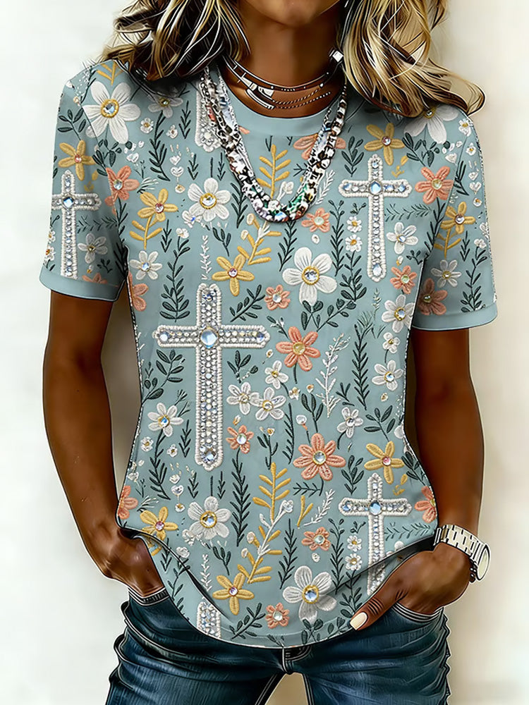 Comstylish Women's Faith Print Casual T-shirt