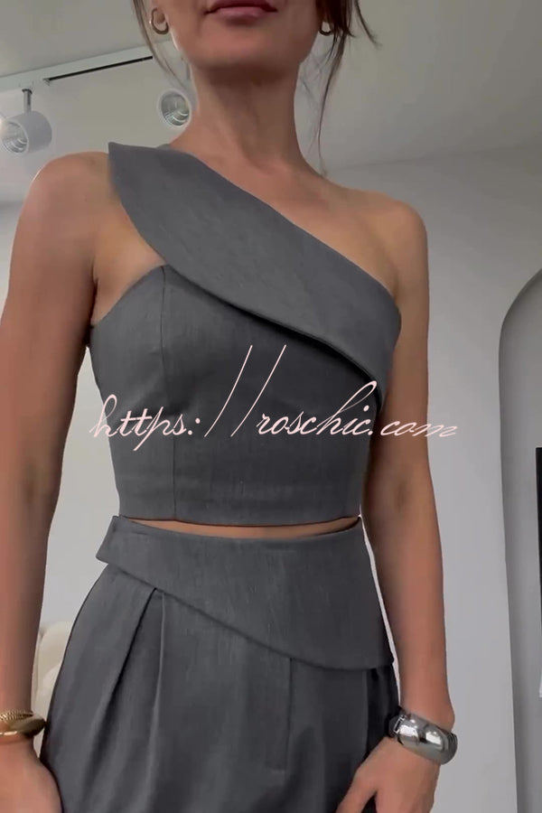 Color Slim Fit Sleeveless Tank Top and High Waisted Pocket Wideleg Pants Set