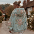 Women's Retro Bohemian Floral Embroidery Casual Hooded Sweatshirt elevenforest