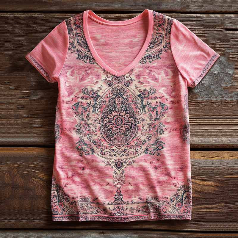 Comstylish Women's Ethnic Floral Art T-shirt