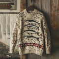 Vintage Sardines Art Knitting Patterns Art Cozy Sweater elevenforest