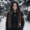 Women's Viking Style Knitted Jacquard Hooded Sweater elevenforest