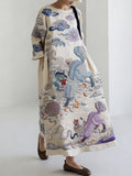 Japanese Art Retro Leisure Linen Dress elevenforest