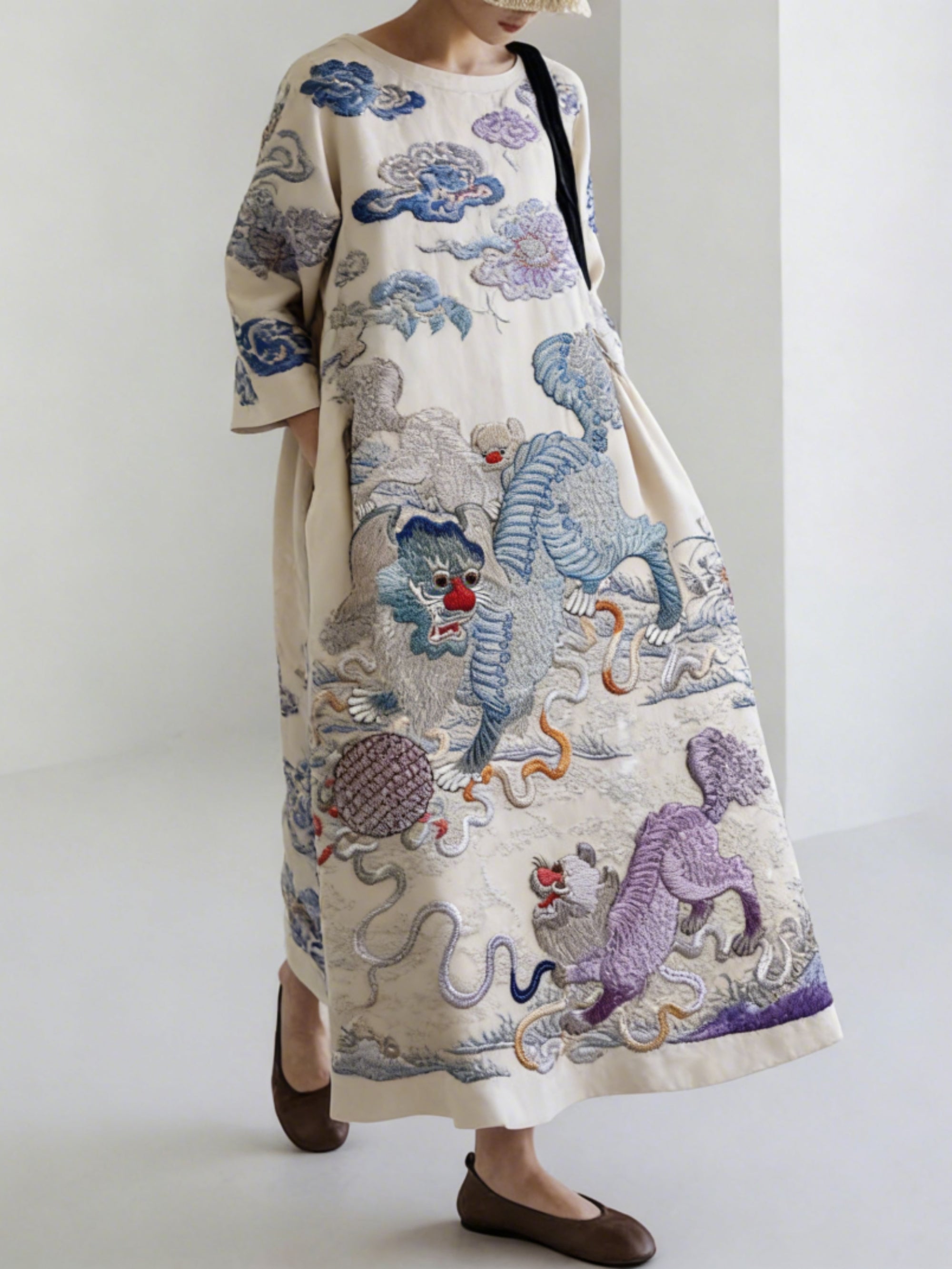Japanese Art Retro Leisure Linen Dress elevenforest