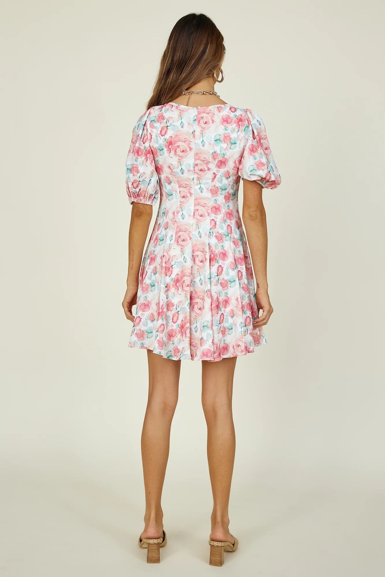 ’s Spring Summer Short Sleeve V-neck Printed Dress – Print Mini Dress