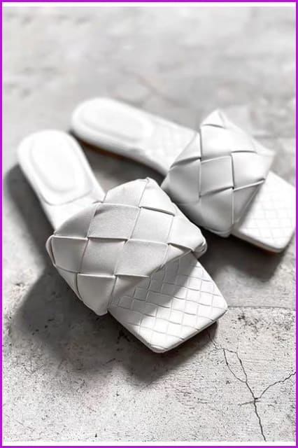 Weave Leather Slippers F1147