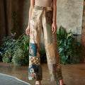 Women's Retro Bohemian Floral Patchwork Linen Trousers elevenforest