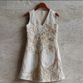 Golden Three-dimensional Embroidered Sleeveless V-neck Long Dress elevenforest