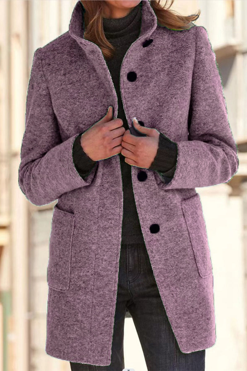 Color Mandarin Collar Outerwear