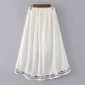 Women's Ethnic Floral Embroidered Linen Skirt elevenforest