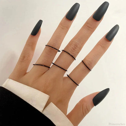 Stylish Gothic Punk Black Joint Rings Collection