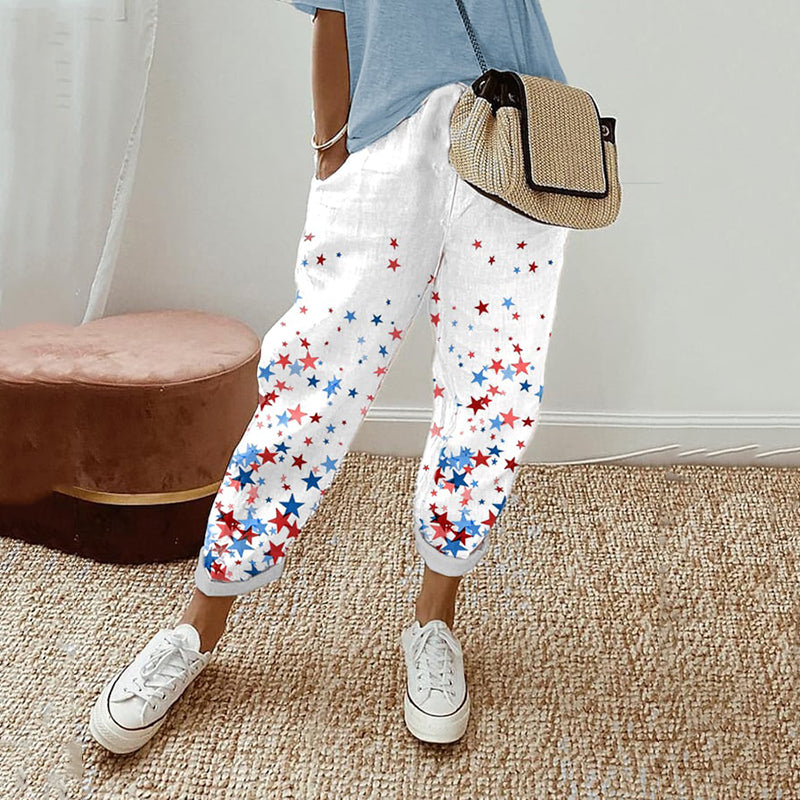 Comstylish Women's Vintage Flag Casual Pants