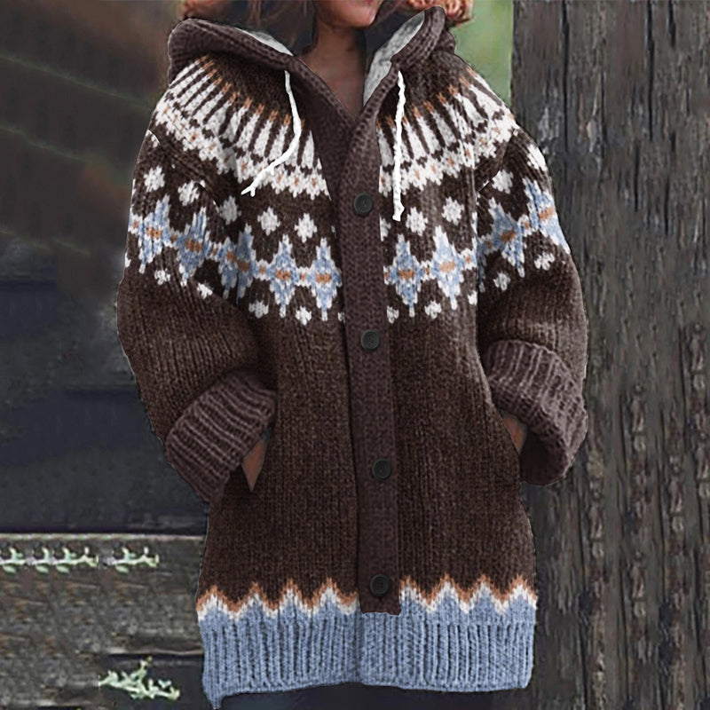 Vintage Icelandic Geometric Pattern Women's Sweater elevenforest