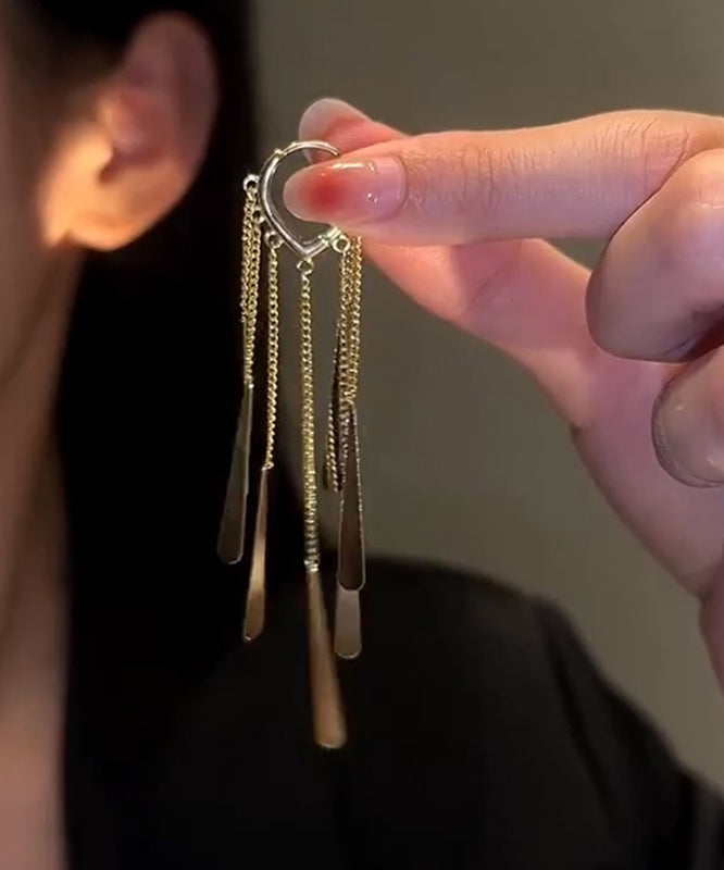 Gold Sterling Silver Alloy Tassel Drop Earrings