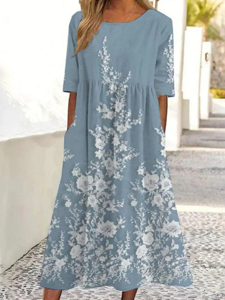 Women's Retro Floral Print Dress elevenforest