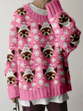 Comstylish Cute Christmas Chihuahua Embroidered Cozy Sweater