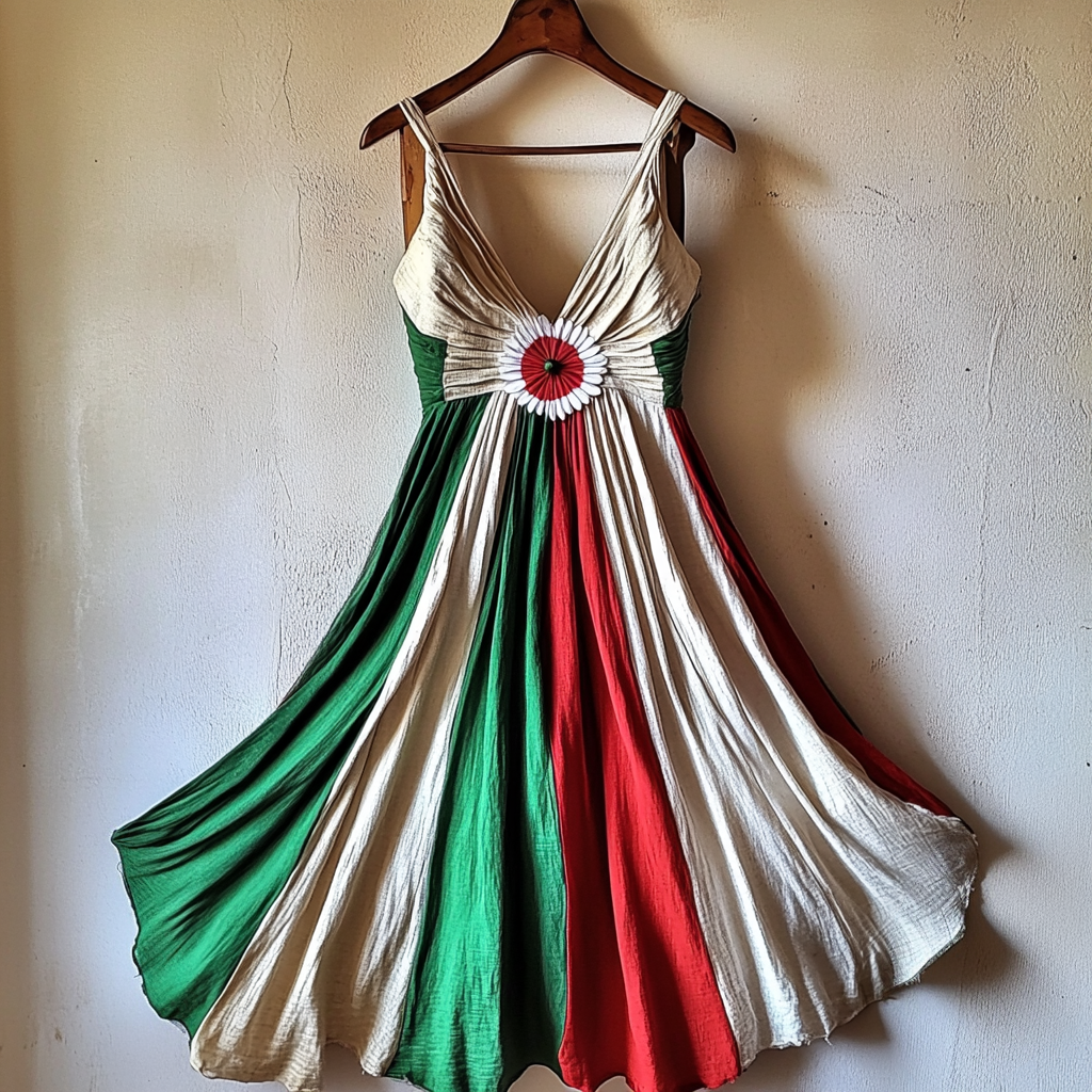Women's Vintage Italian Flag And Daisy Short Dress elevenforest