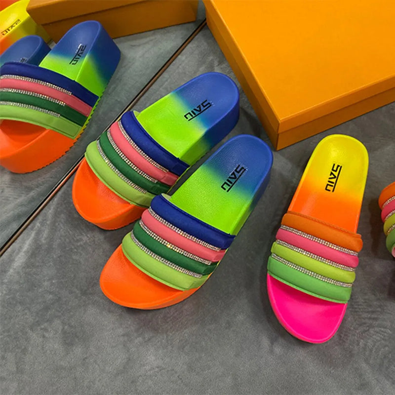 Rainbow Platform Slippers F744