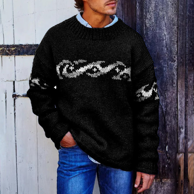 Vintage Mens Surf Jacquard Knit Sweater elevenforest