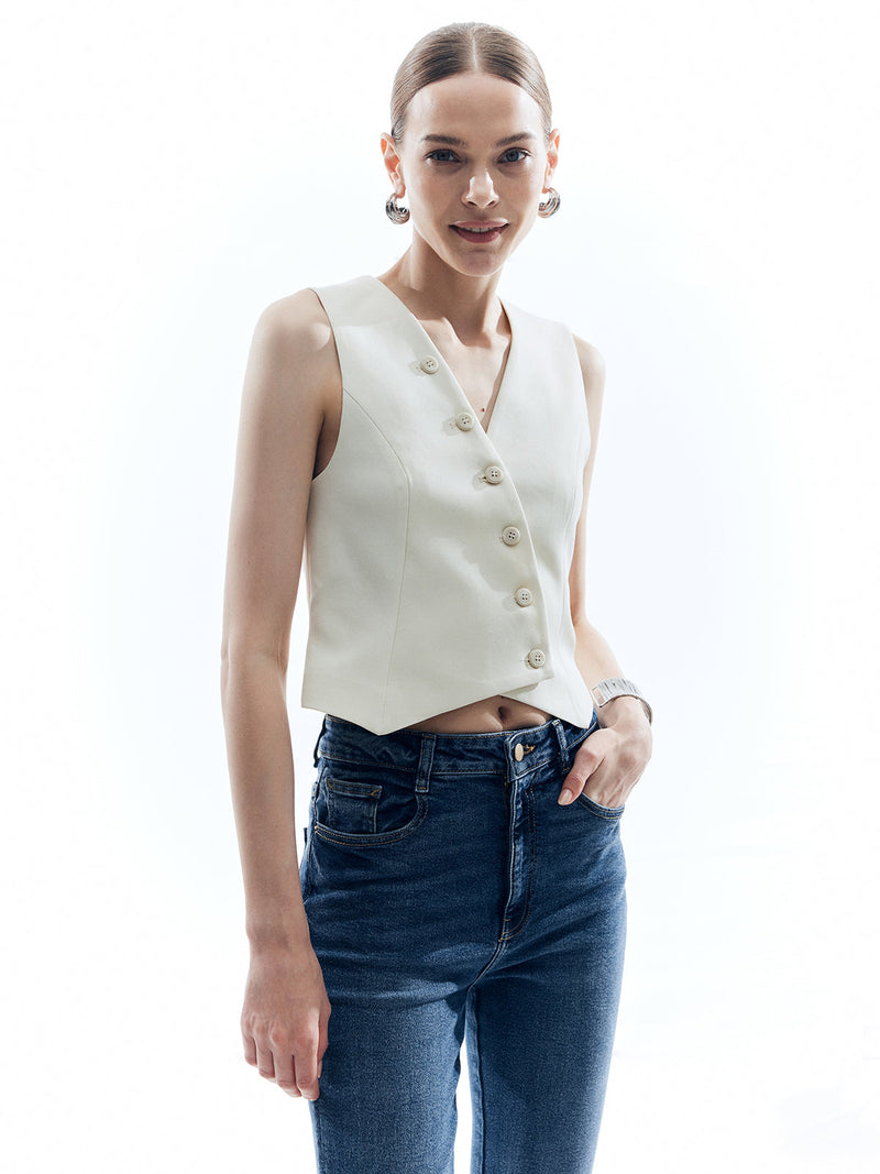 Button V-neck Vest