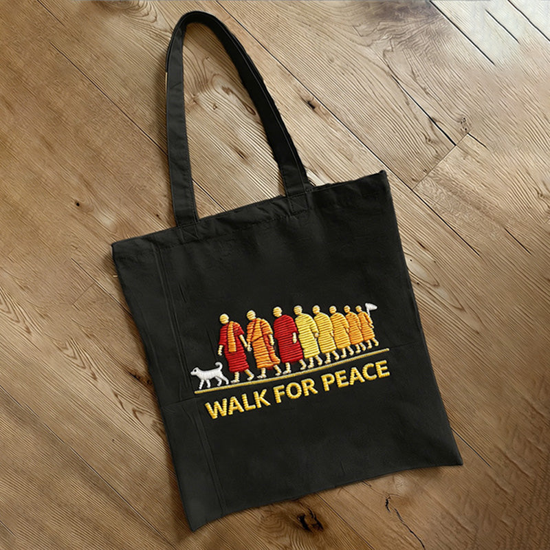 Comstylish Walk For Peace Monks With Aloka Dog Print Canvas Bag
