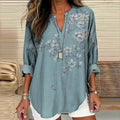 Vintage Floral Art Printed V Neck Casual Shirt elevenforest