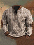 Vintage Faux Sweater Pattern Men's Zipper Sweatshirt elevenforest