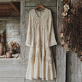 Women's Retro Lace Floral Pattern V-neck Midi Dress elevenforest