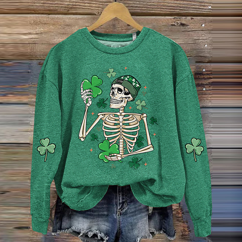 Comstylish Women's St. Patrick's Day Skull Print Casual Sweatshirt