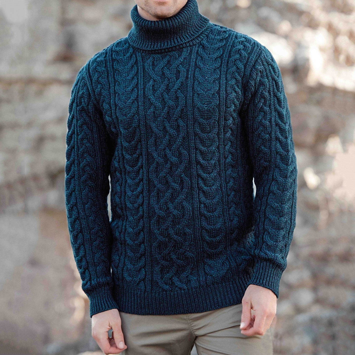 Men's Vintage Jacquard Knit Wool Turtleneck Sweater elevenforest