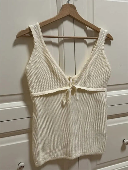 Tossy Contrast Lace-up Backless Tank Top for Summer V-neck Cropped Y2k Top Vest Strapless Slim Female Tank Top New