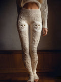 Woman Cute Kitten Thick Needle Warm Pants