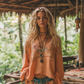 Retro Boho Tribal Embroidery Print Cotton And Linen Blend Loose Blouse elevenforest