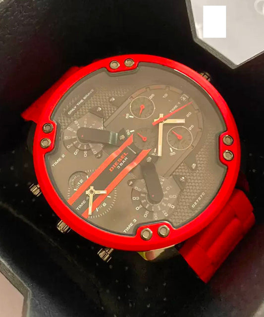 Red Alloy Quartz Movement Hollow Out Watches