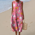 Women's Dog Art Print Casual Tank Midi Dress elevenforest