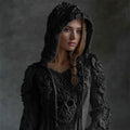 Comstylish Vintage White Roses Viking Celtic Skull Hooded Cozy Knit Sweater