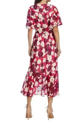 Lace Up Frill Wrap Midi Dress