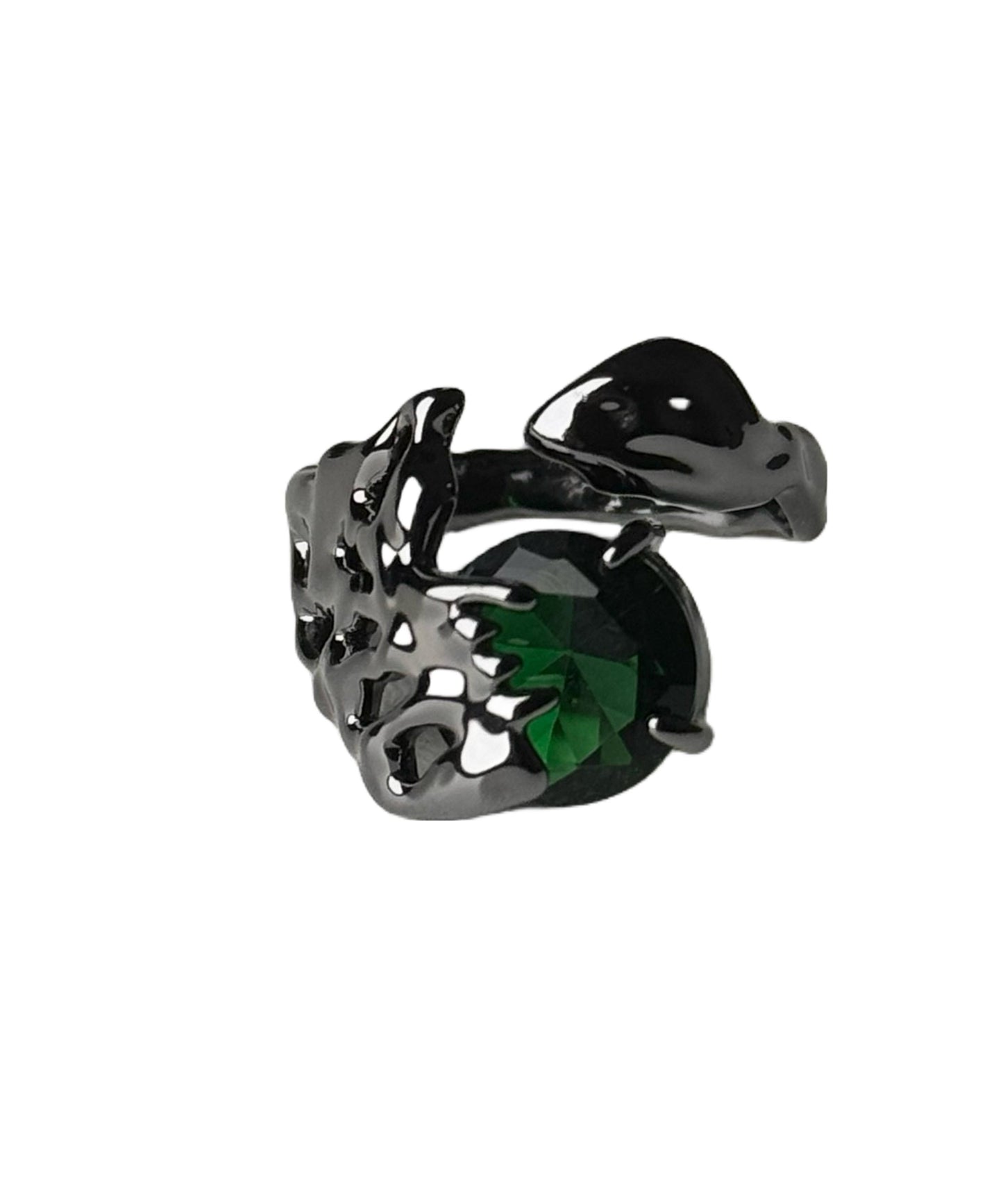 Retro Green Alloy Gem Stone Open Rings