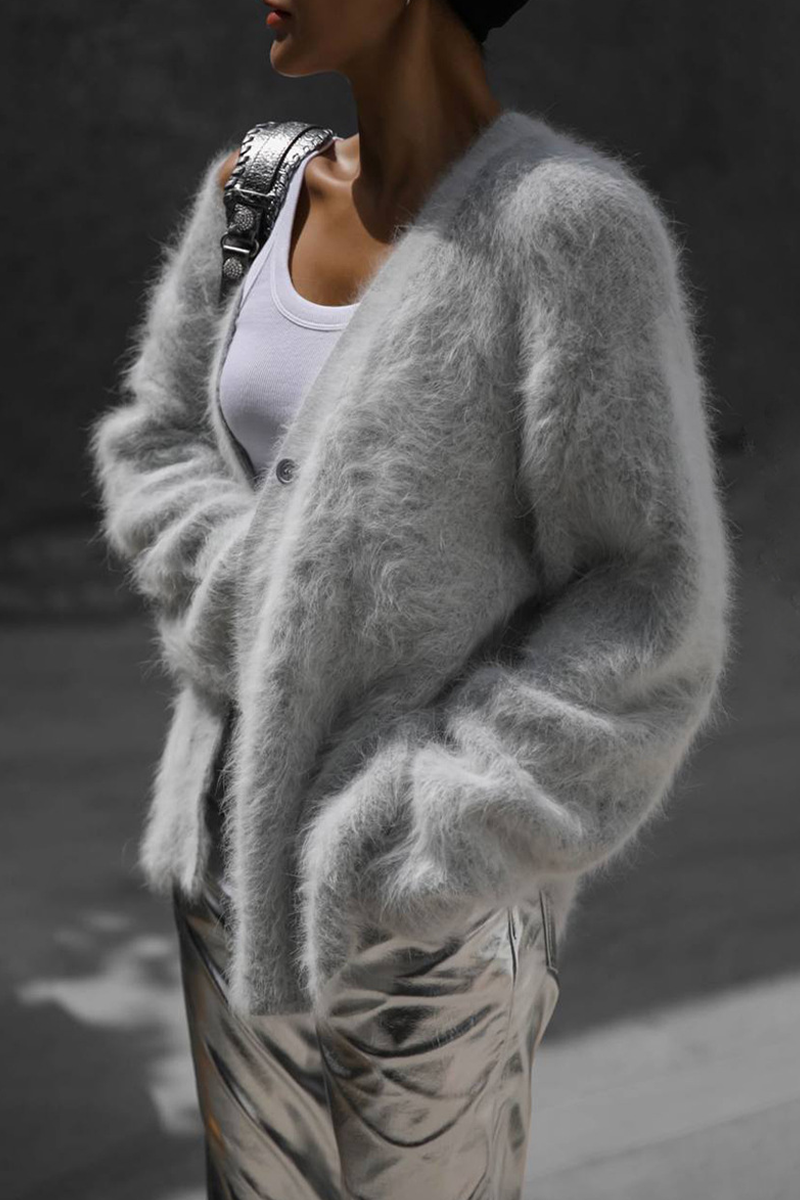 Celebrities Buttons V Neck Outerwear(5 Colors)