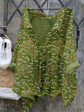 Bamboo Leaves Japanese Pattern Linen Blend Cozy Shirt elevenforest